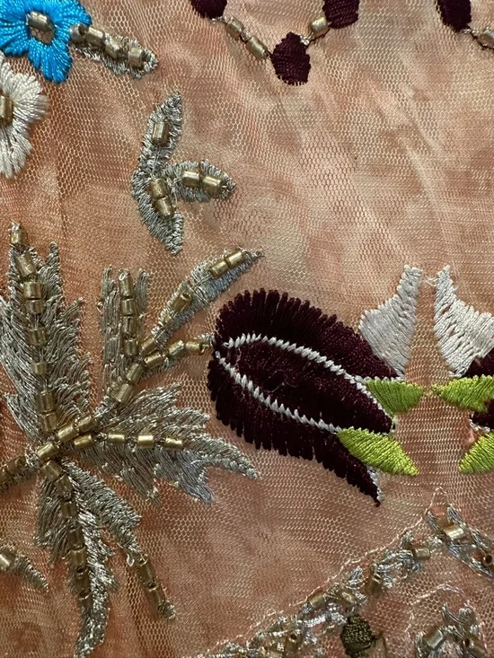 EXQUISITE Free People Peach Embroidered and beaded Maxi Dress - Picture 6 of 14